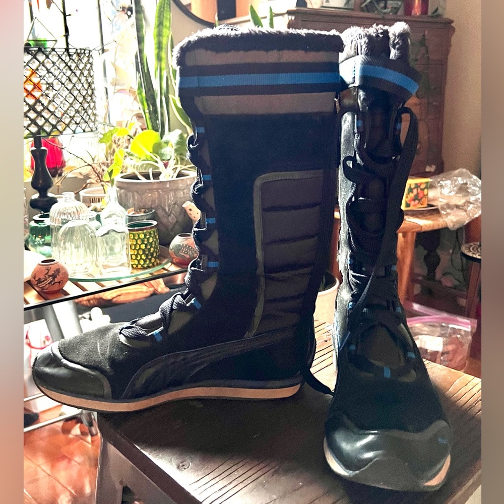 Puma Black Shoe Label with White Tag and Multicolor Logo